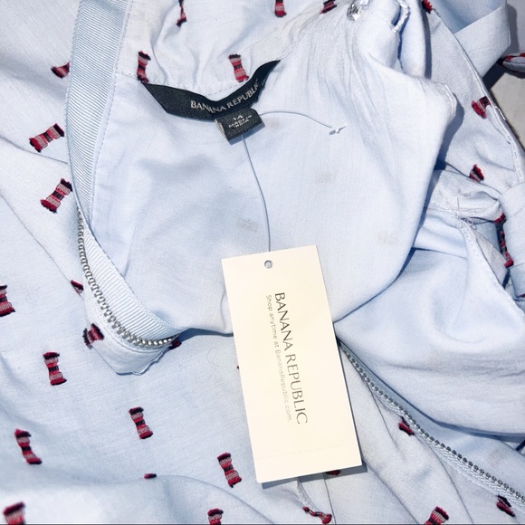 New  Banana Republic bow tie sleeveless light Bleu Dress plus Size 14 - Picture 7 of 7